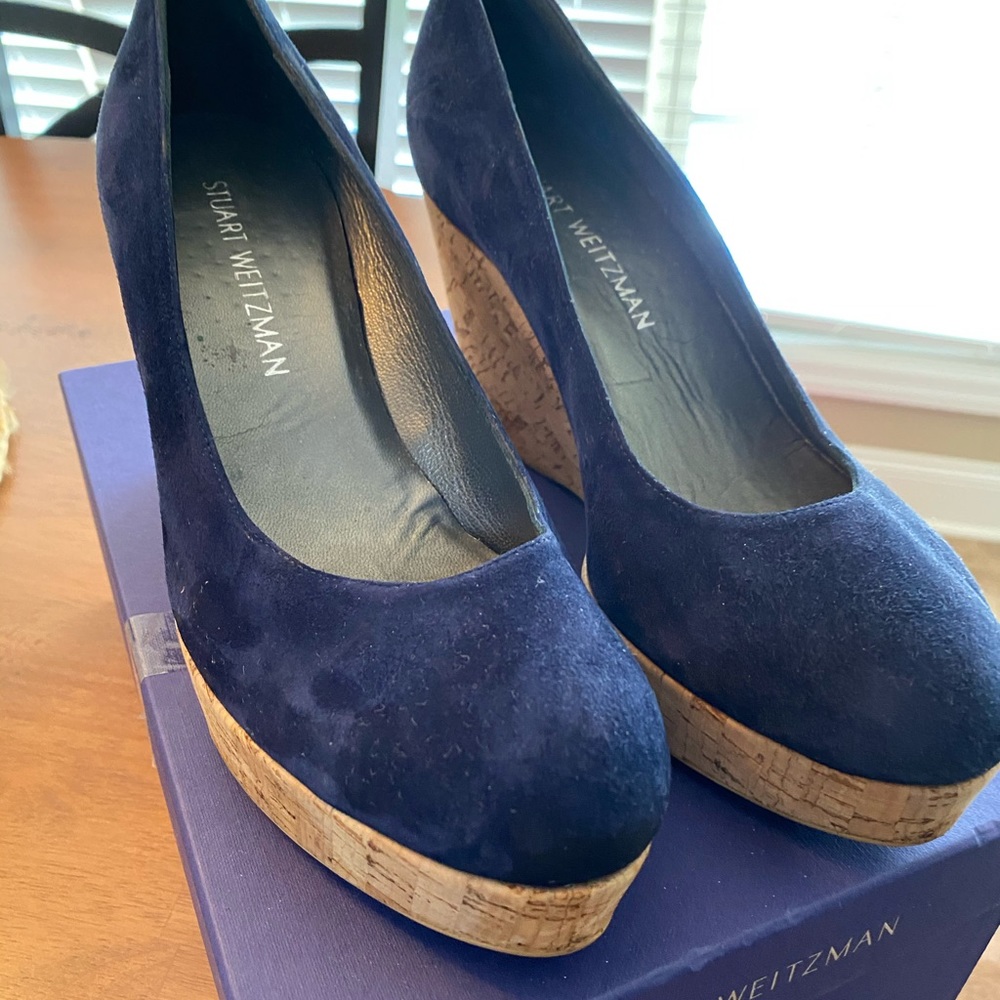 Stuart Weitzman Navy York Wedge
